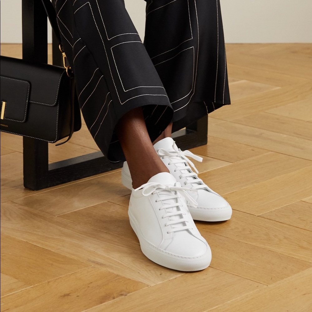 COMMON PROJECTS: Women’s Achilles Leather Low-Top Sneakers (Size 35, White)